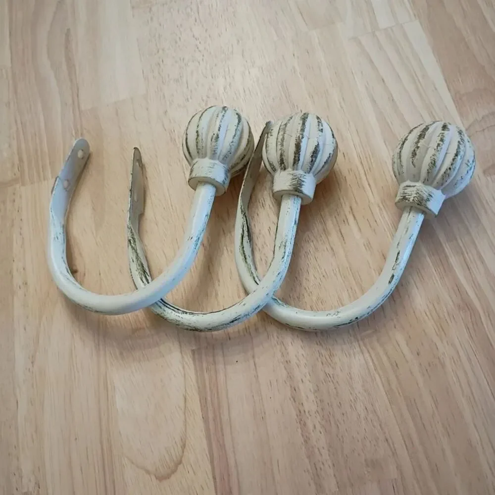Set of 3 Metal Window Curtain Rods or Coat Hooks Farmhouse Country Decor